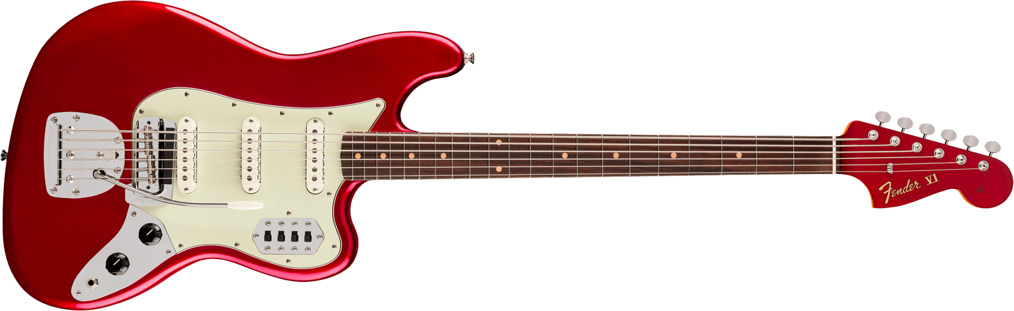 Fender Bass Vi Early 60s Vintera 3 Mex Rw - Candy Apple Red - Solid body elektrische bas - Main picture