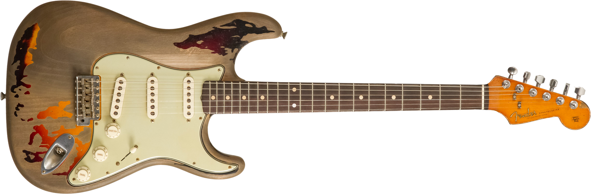 Fender Custom Shop Rory Gallagher Strat Masterbuilt D.wilson Signature 3s Trem Rw #cz574478 - Heavy Relic 3-color Sunburst - Elektrische gitaar in Str