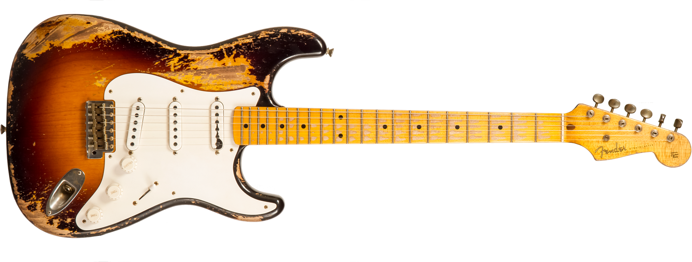 Fender Custom Shop Strat 1954 70th Ann. Mb A.hicks 3s Trem Mn #4681 - Super Heavy Relic 2-color Sunburst - Elektrische gitaar in Str-vorm - Main pictu