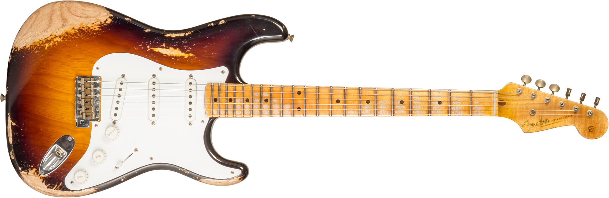 Fender Custom Shop Strat 1954 70th Anniv. 3s Trem Mn #xn4308 - Heavy Relic Wide Fade 2-color Sunburst - Elektrische gitaar in Str-vorm - Main picture