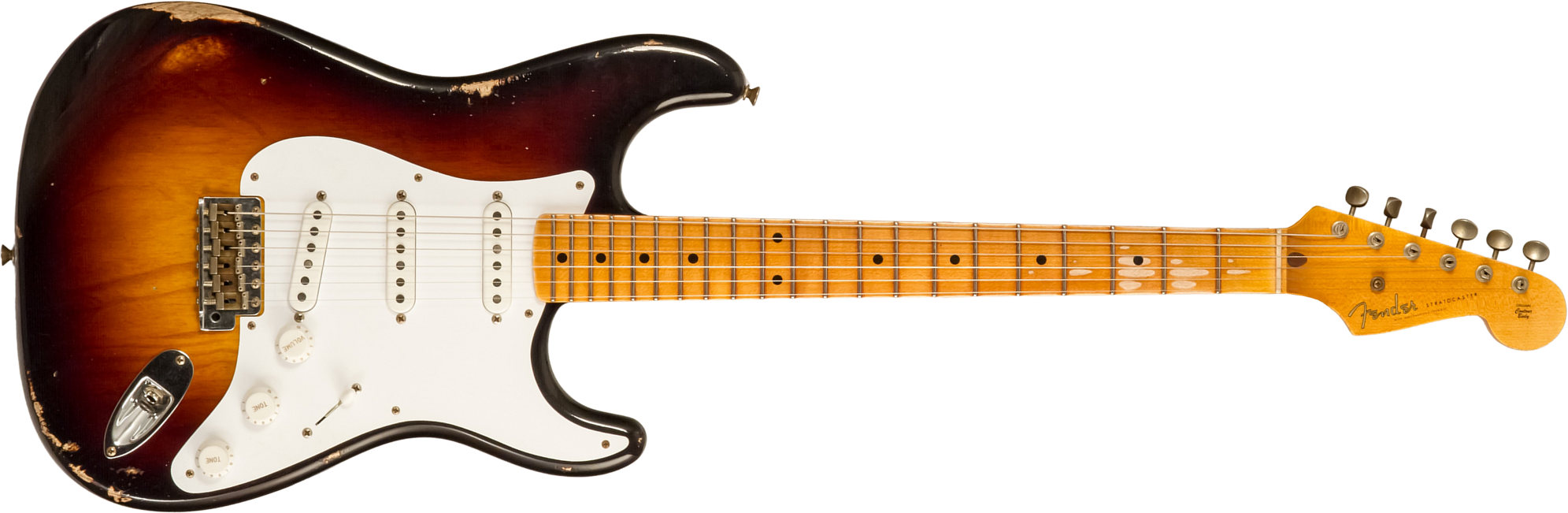 Fender Custom Shop Strat 1954 70th Anniv. 3s Trem Mn #xn4345 - Relic Wide-fade 2-color Sunburst - Elektrische gitaar in Str-vorm - Main picture