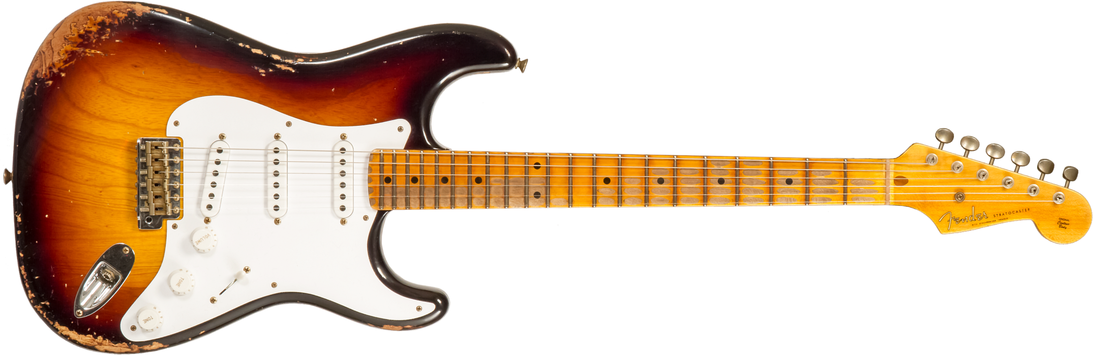 Fender Custom Shop Strat 1954 70th Anniv. 3s Trem Mn #xn4887 - Heavy Relic 2-color Sunburst - Elektrische gitaar in Str-vorm - Main picture