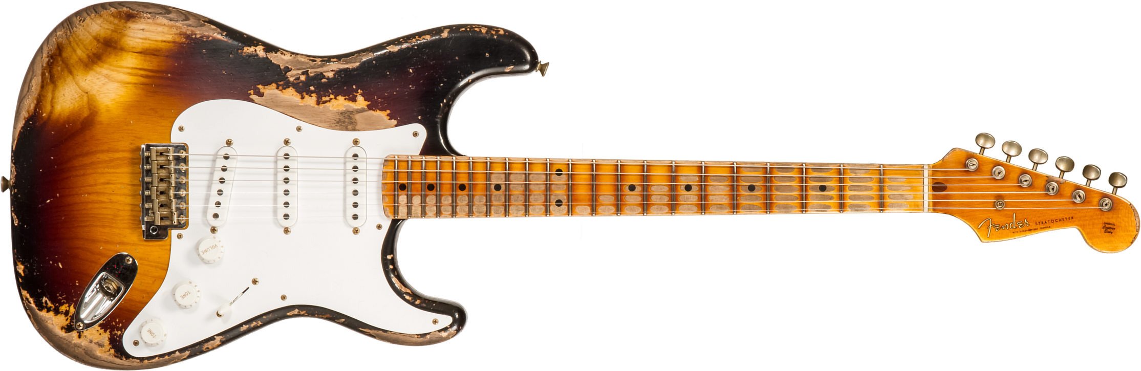 Fender Custom Shop Strat 1954 70th Anniv. 3s Trem Mn #xn4889 - Super Heavy Relic 2-color Sunburst - Elektrische gitaar in Str-vorm - Main picture