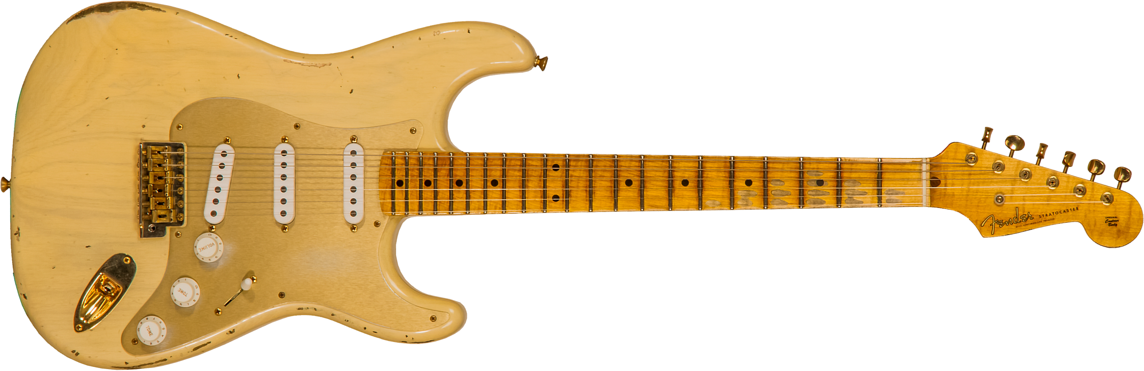 Fender Custom Shop Strat 1955 Bone Tone Usa 3s Trem Mn #cz554628 - Relic Honey Blonde W/ Gold Hardware - Elektrische gitaar in Str-vorm - Main picture