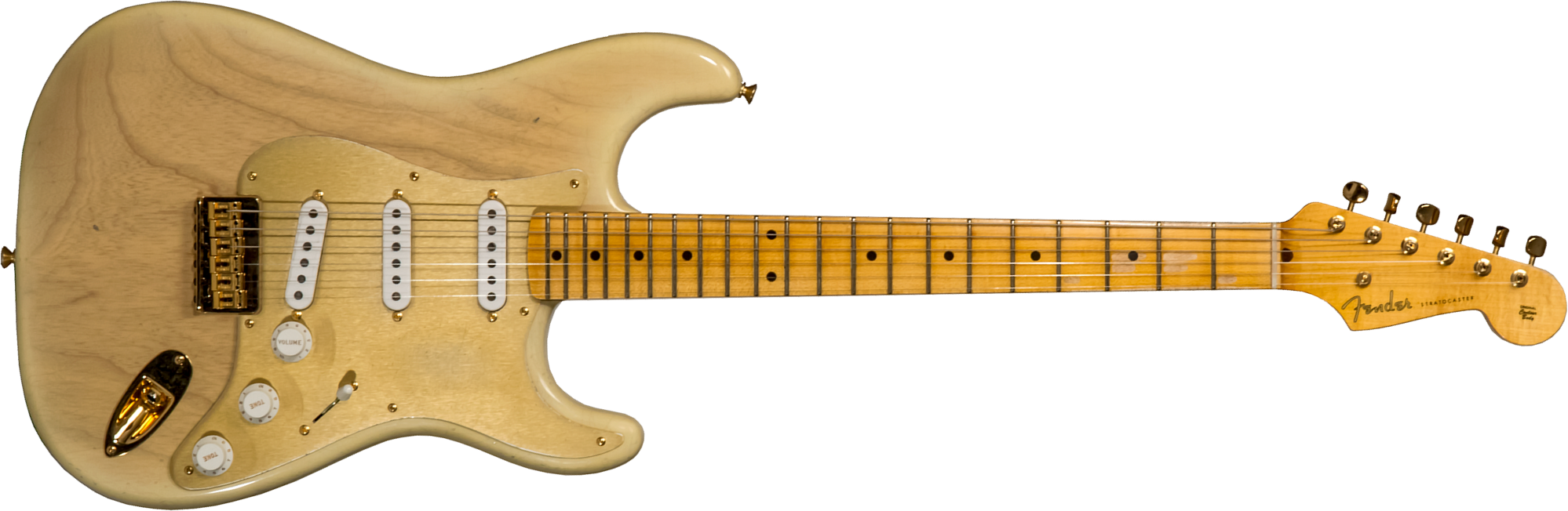 Fender Custom Shop Strat 1955 Hardtail Gold Hardware 3s Trem Mn #cz568215 - Journeyman Relic Natural Blonde - Elektrische gitaar in Str-vorm - Main pi