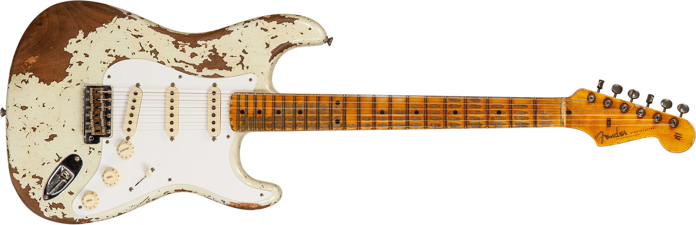 Fender Custom Shop Strat 1956 3s Trem Mn #cz568636 - Super Heavy Relic Aged India Ivory - Elektrische gitaar in Str-vorm - Main picture