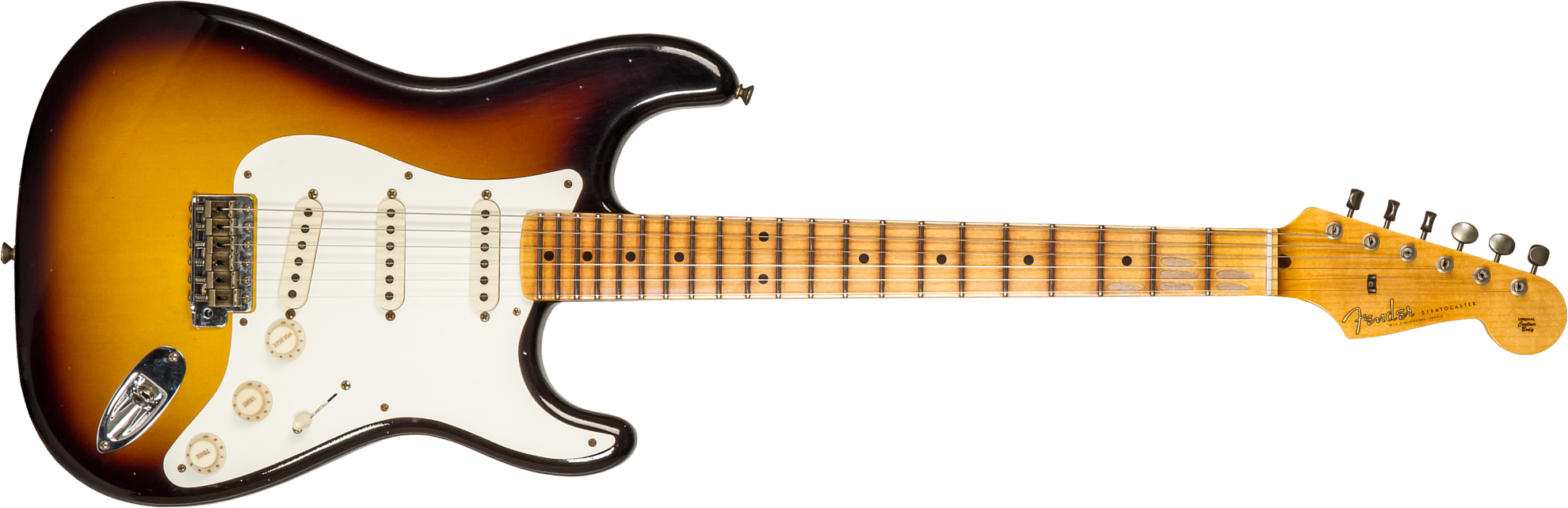 Fender Custom Shop Strat 1956 3s Trem Mn #cz575333 - Journeyman Relic 2-color Sunburst - Elektrische gitaar in Str-vorm - Main picture