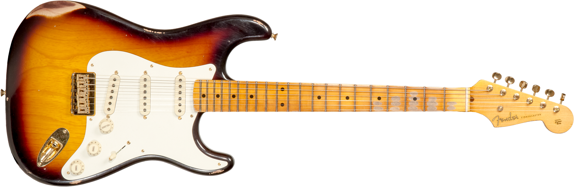 Fender Custom Shop Strat 1956 Hardtail Gold Hardware 3s Ht Mn #cz565119 - Relic Faded 2-color Sunburst - Elektrische gitaar in Str-vorm - Main picture