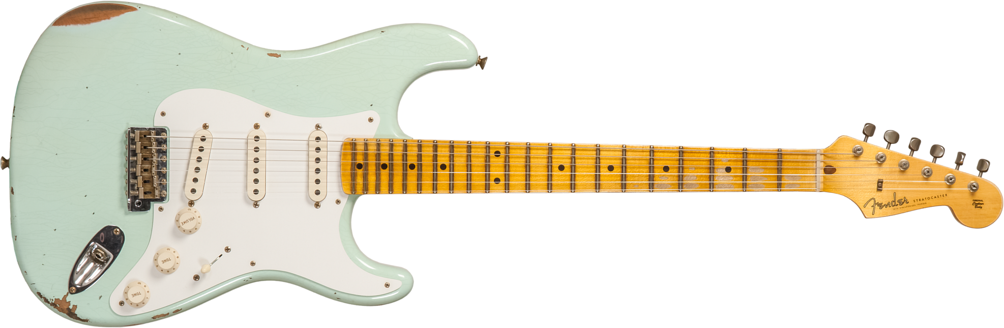Fender Custom Shop Strat 1958 3s Trem Mn #cz572338 - Relic Aged Surf Green - Elektrische gitaar in Str-vorm - Main picture