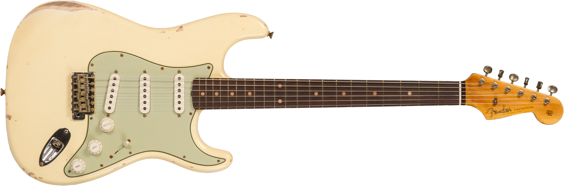 Fender Custom Shop Strat 1959 3s Trem Rw #r133842 - Relic Antique Vintage White - Elektrische gitaar in Str-vorm - Main picture
