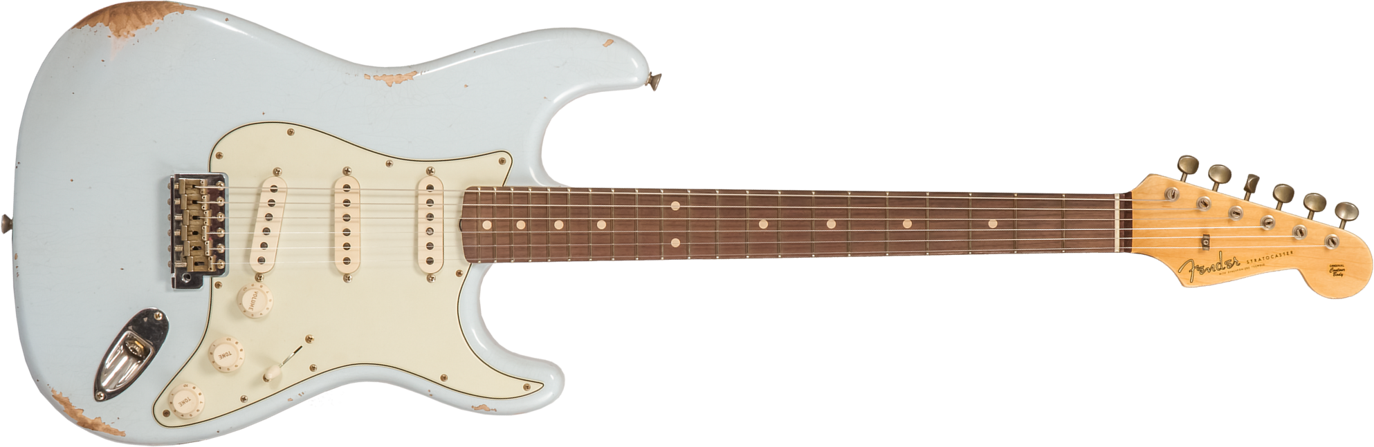 Fender Custom Shop Strat 1959 3s Trem Rw #r134302 - Relic Sonic Blue - Elektrische gitaar in Str-vorm - Main picture