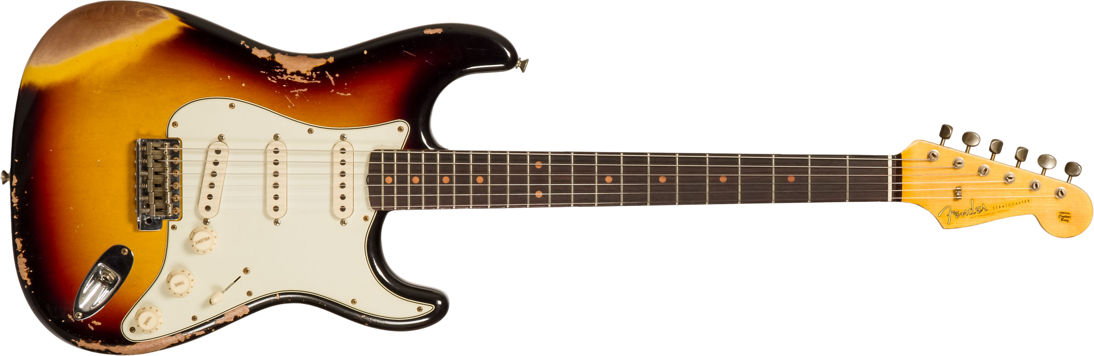 Fender Custom Shop Strat 1960 3s Trem Rw #cz578789 - Heavy Relic 3-color Sunburst - Elektrische gitaar in Str-vorm - Main picture