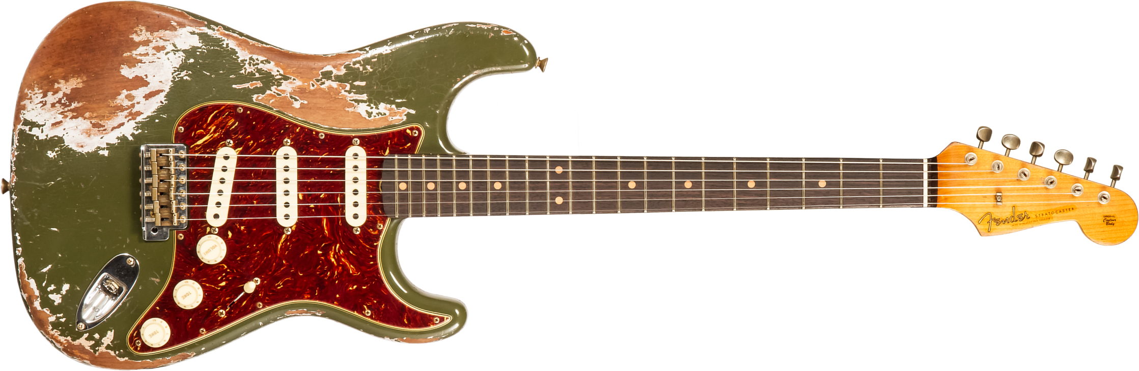 Fender Custom Shop Strat 1960 3s Trem Rw #cz579769 - Super Heavy Relic Olive Green - Elektrische gitaar in Str-vorm - Main picture