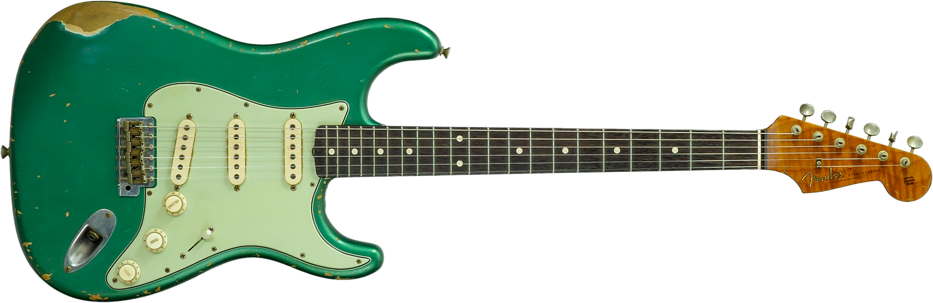 Fender Custom Shop Strat 1960/63 Mb A.macnutt 3s Trem Rw #r141359 - Relic Sherwood Green Metallic - Elektrische gitaar in Strat vorm - Main picture