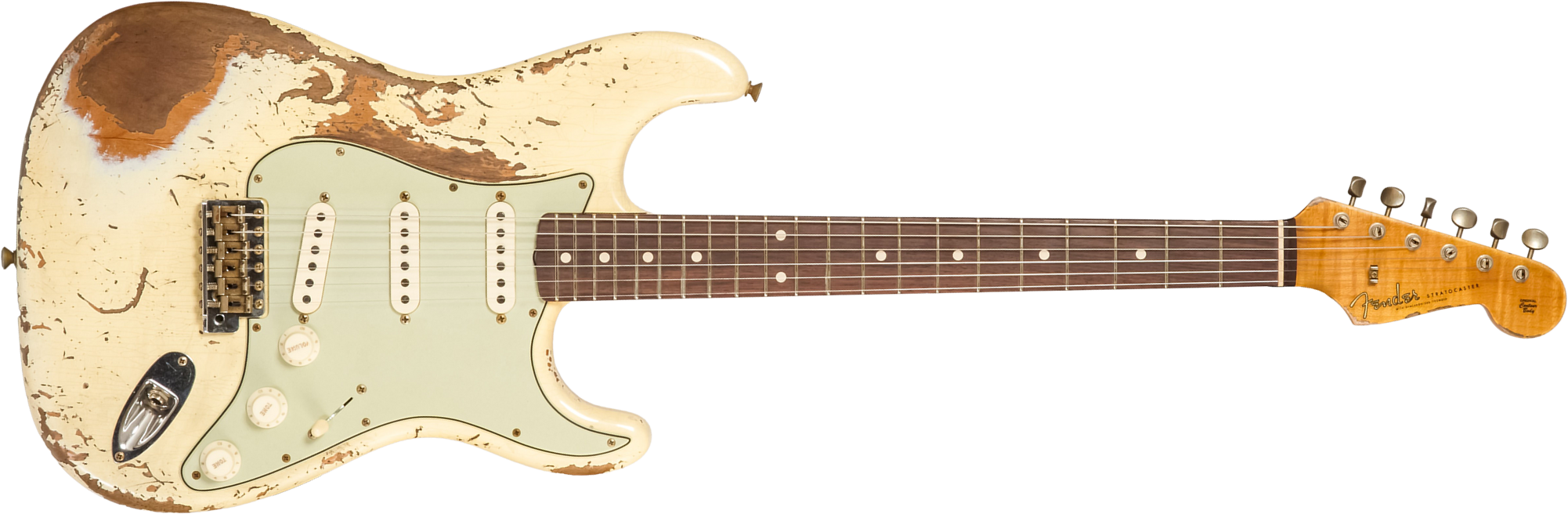 Fender Custom Shop Strat 1960 Dual Mag Ii Rw #cz563967 - Super Heavy Relic Vintage White - Elektrische gitaar in Str-vorm - Main picture