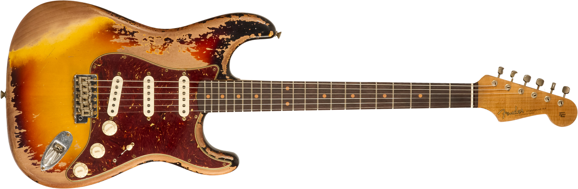 Fender Custom Shop Strat 1960 Roasted 3s Trem Rw #cz583123 - Super Heavy Relic 3-color Sunburst - Elektrische gitaar in Strat vorm - Main picture