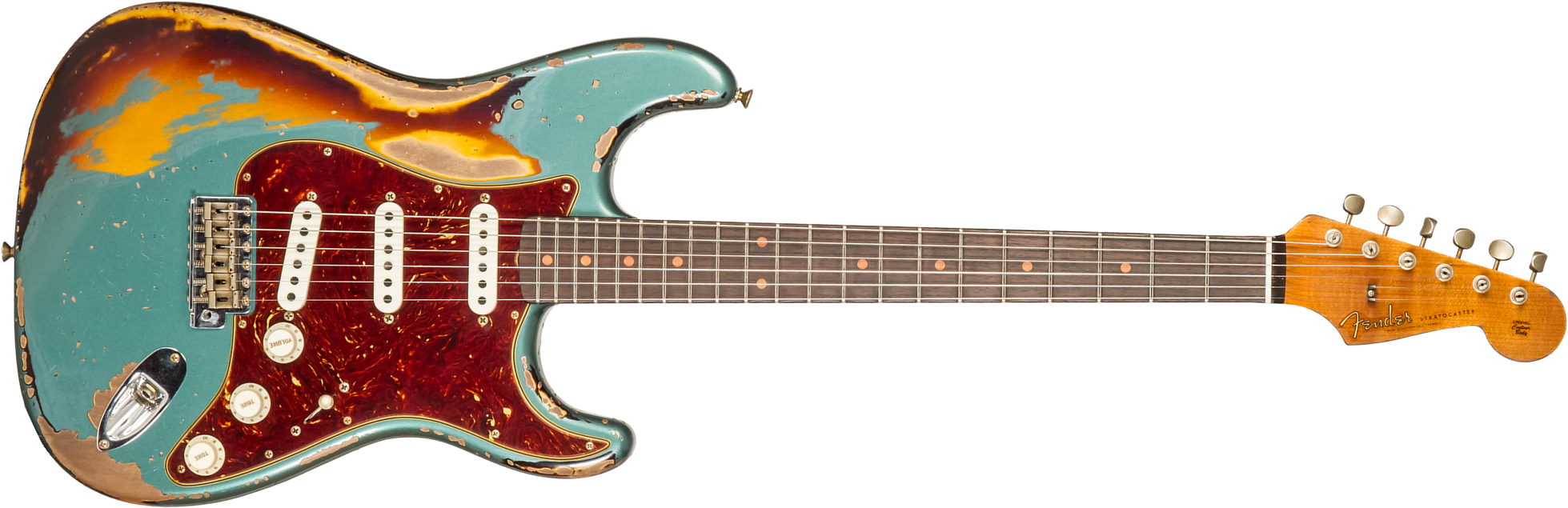 Fender Custom Shop Strat 1961 3s Trem Rw #cz573502 - Super Heavy Relic Sherwood Green Metallic O. 3-cs - Elektrische gitaar in Str-vorm - Main picture