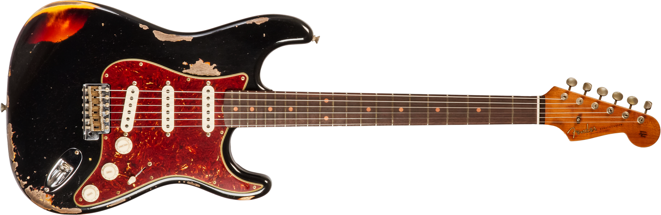 Fender Custom Shop Strat 1961 3s Trem Rw #cz580527 - Super Heavy Relic Black O. 3-color Sunburst - Elektrische gitaar in Str-vorm - Main picture