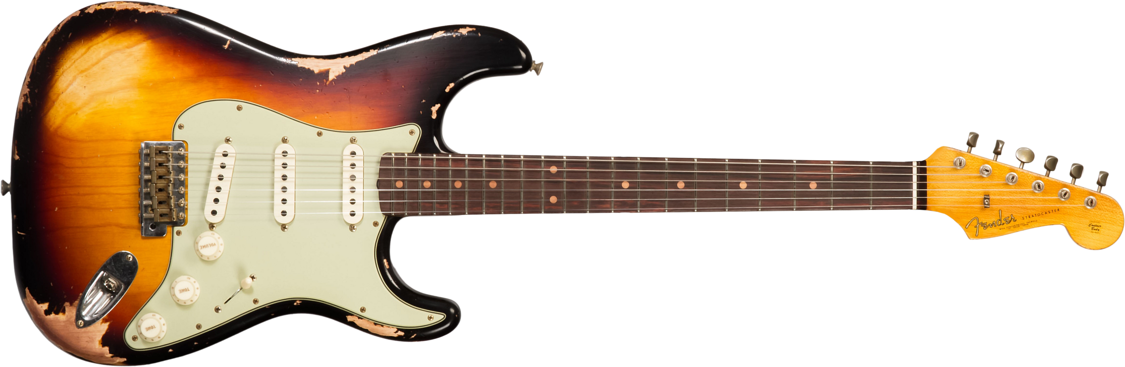 Fender Custom Shop Strat 1962 6s Trem Rw #cz580826 - Heavy Relic 3-color Sunburst - Elektrische gitaar in Str-vorm - Main picture