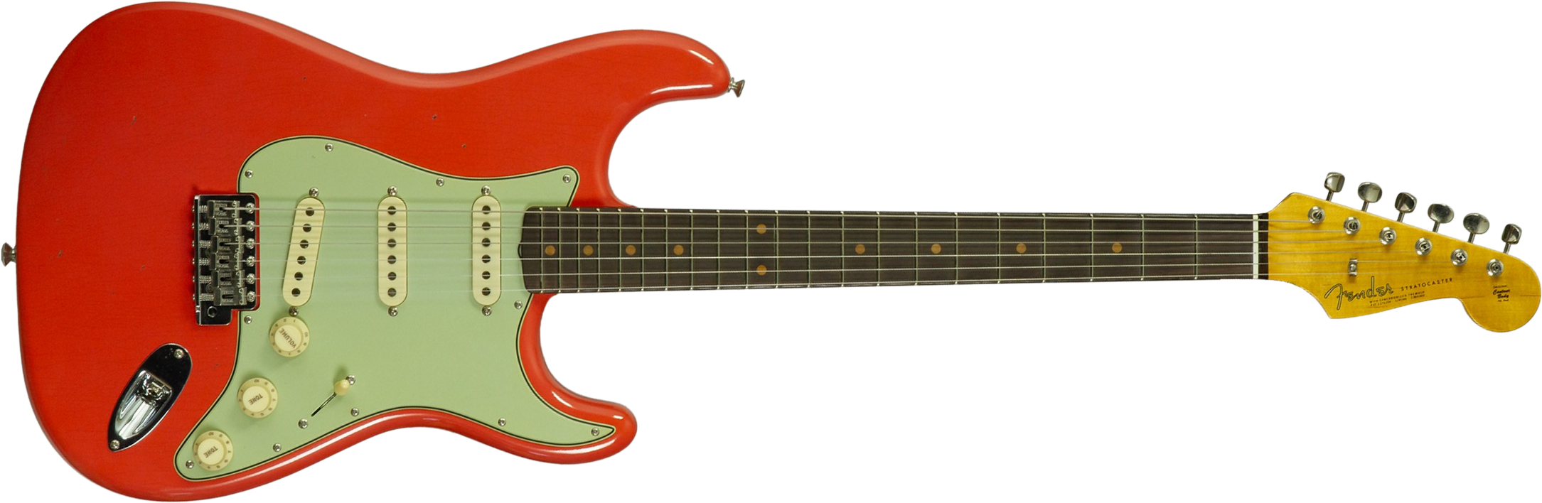 Fender Custom Shop Strat 1962 Poblano 3s Trem Rw #cz584215 - Journeyman Relic Fiesta Red - Elektrische gitaar in Strat vorm - Main picture