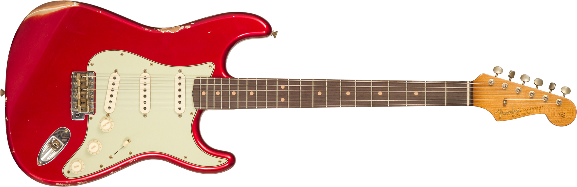Fender Custom Shop Strat 1963 3s Trem Rw #cz579406 - Relic Aged Candy Apple Red - Elektrische gitaar in Str-vorm - Main picture