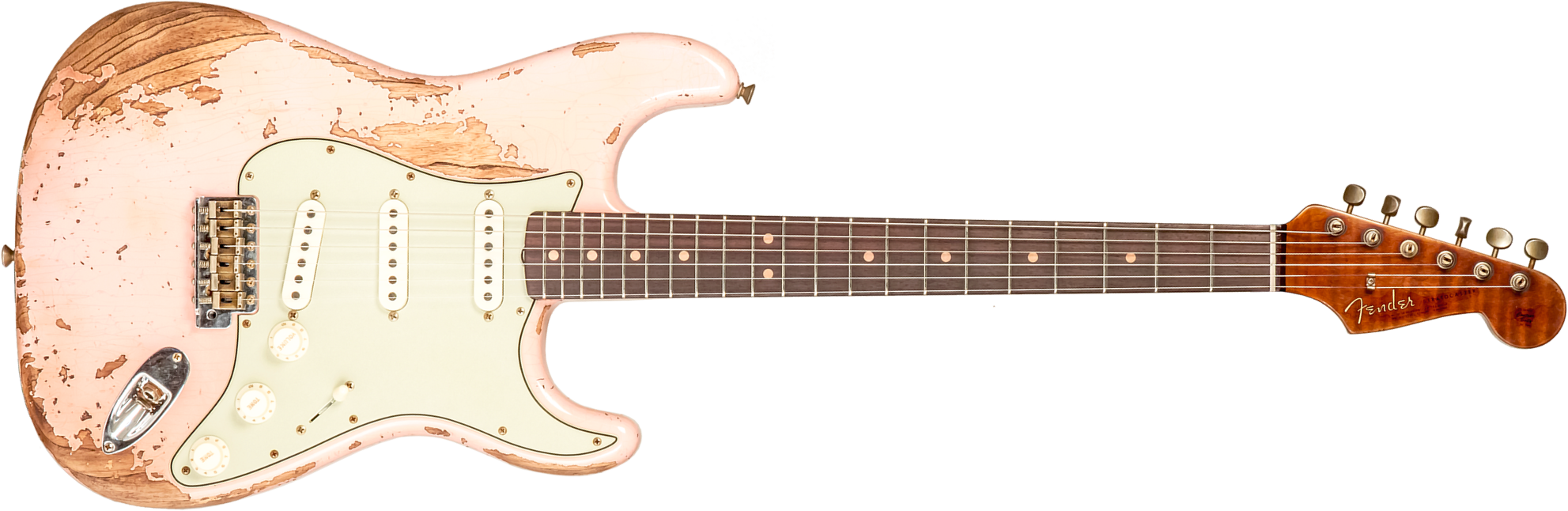 Fender Custom Shop Strat 1963 3s Trem Rw #r136150 - Super Heavy Relic Shell Pink - Elektrische gitaar in Str-vorm - Main picture