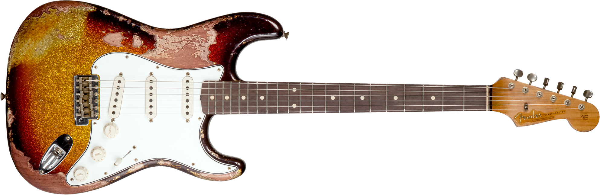 Fender Custom Shop Strat 1963 3s Trem Rw #r136169 - Super Heavy Relic Sparkle 3-color Sunburst - Elektrische gitaar in Str-vorm - Main picture