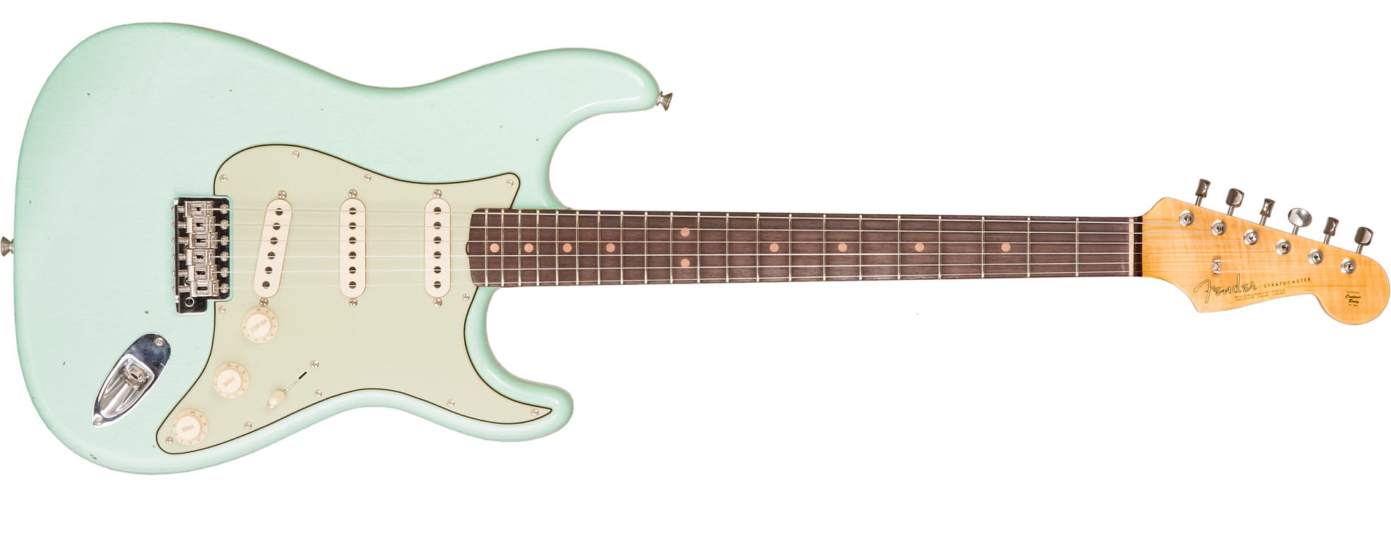 Fender Custom Shop Strat 1964 3s Trem Rw #cz579326 - Journey Man Relic Aged Surf Green - Elektrische gitaar in Str-vorm - Main picture