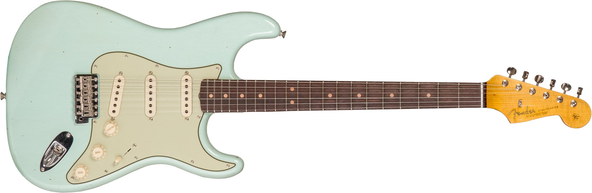 Fender Custom Shop Strat 1964 3s Trem Rw #cz579859 - Journey Man Relic Aged Surf Green - Elektrische gitaar in Str-vorm - Main picture