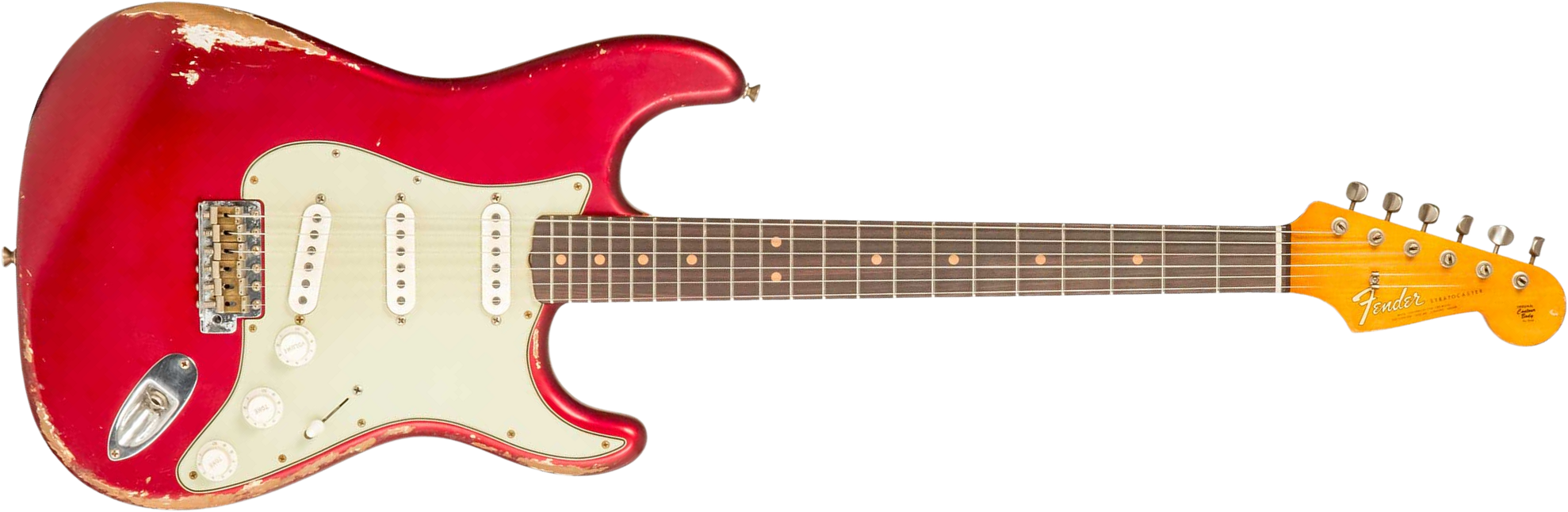 Fender Custom Shop Strat 1964 Masterbuilt P.waller 3s Trem Rw #r129130 - Heavy Relic Candy Apple Red - Elektrische gitaar in Str-vorm - Main picture