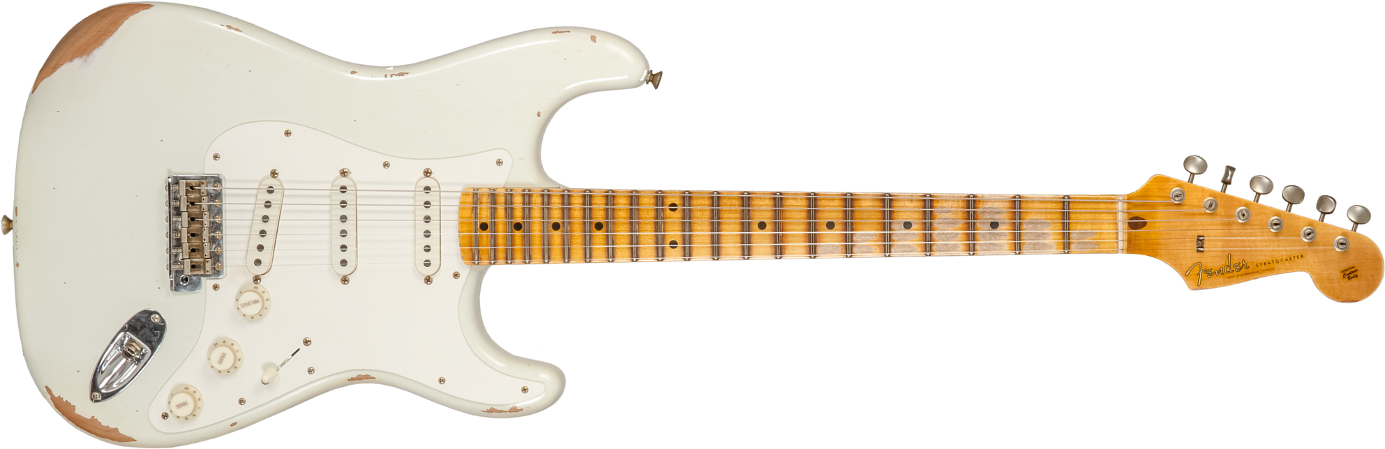 Fender Custom Shop Strat Fat 50's 3s Trem Mn #cz570495 - Relic India Ivory - Elektrische gitaar in Str-vorm - Main picture