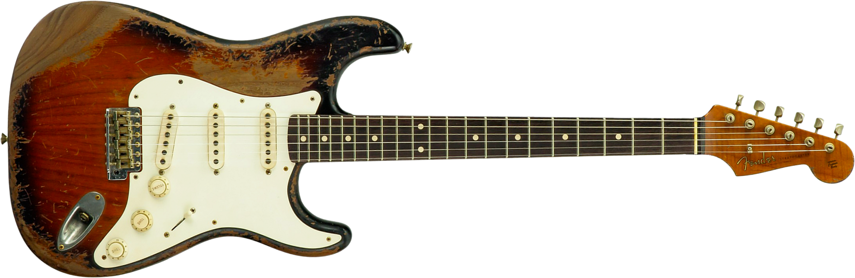 Fender Custom Shop Strat Late 1959 Mb A.macnutt 3s Trem Rw #r147577 - Heavy Relic 2-color Sunburst - Elektrische gitaar in Strat vorm - Main picture