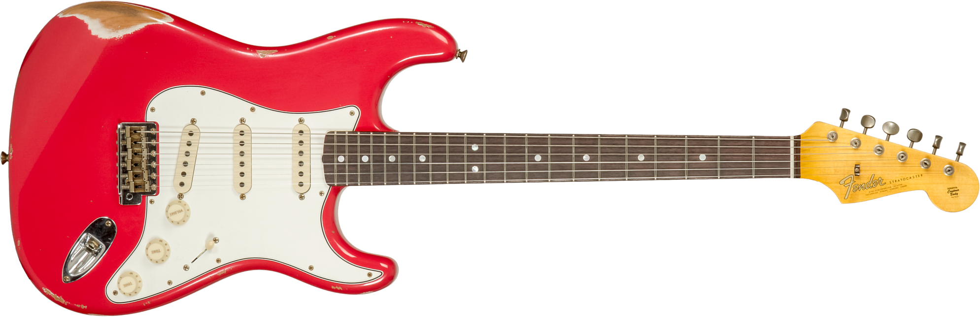 Fender Custom Shop Strat Late 1964 Trem 3s Rw #cz575557 - Relic Aged Fiesta Red - Elektrische gitaar in Str-vorm - Main picture