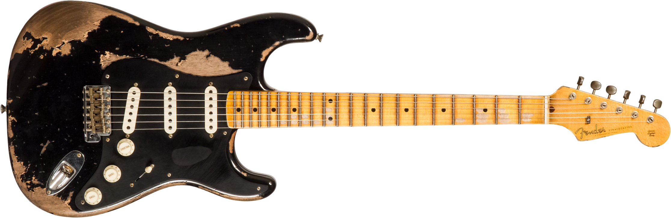 Fender Custom Shop Strat Poblano 3s Trem Mn #cz579424 - Super Heavy Relic Black - Elektrische gitaar in Str-vorm - Main picture