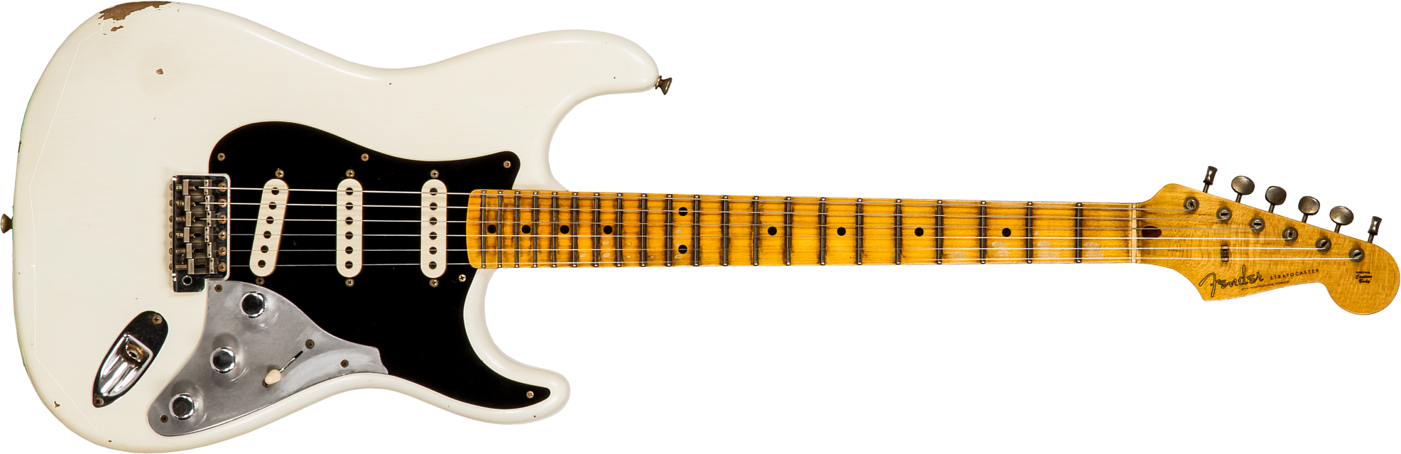 Fender Custom Shop Strat Poblano Ii 3s Trem Mn #cz555378 - Relic Olympic White - Elektrische gitaar in Str-vorm - Main picture