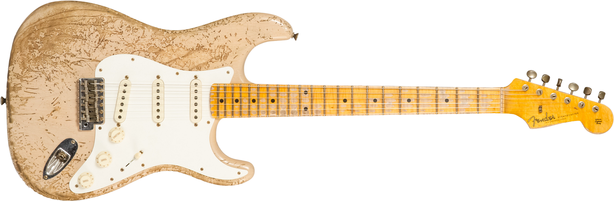 Fender Custom Shop Strat Red Hot 3s Trem #cz584115 - Super Heavy Relic White Blonde - Elektrische gitaar in Str-vorm - Main picture