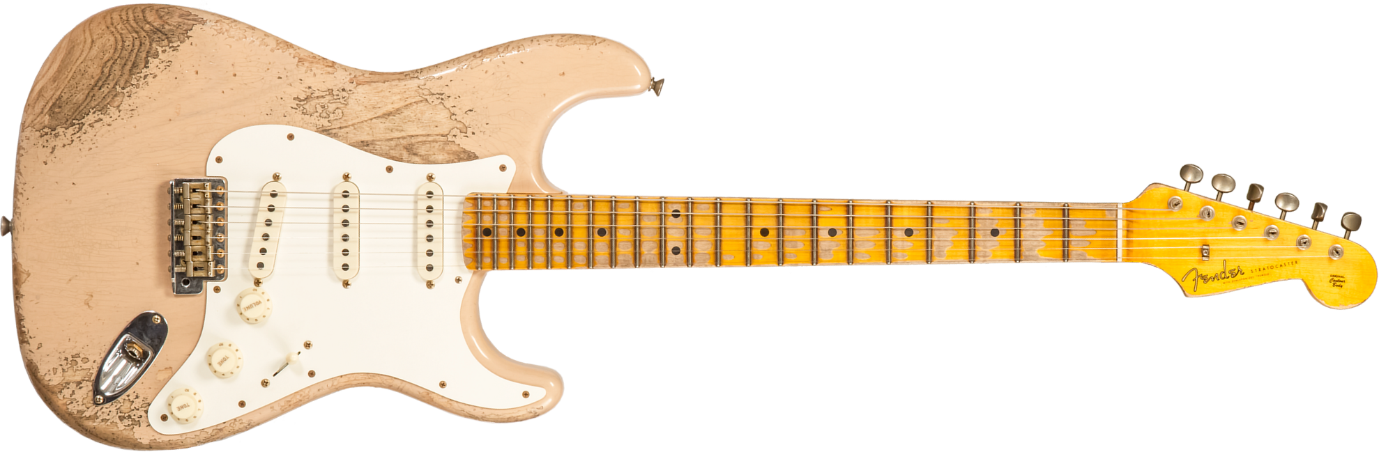 Fender Custom Shop Strat Red Hot 3s Trem Mn #cz579453 - Super Heavy Relic White Blonde - Elektrische gitaar in Str-vorm - Main picture