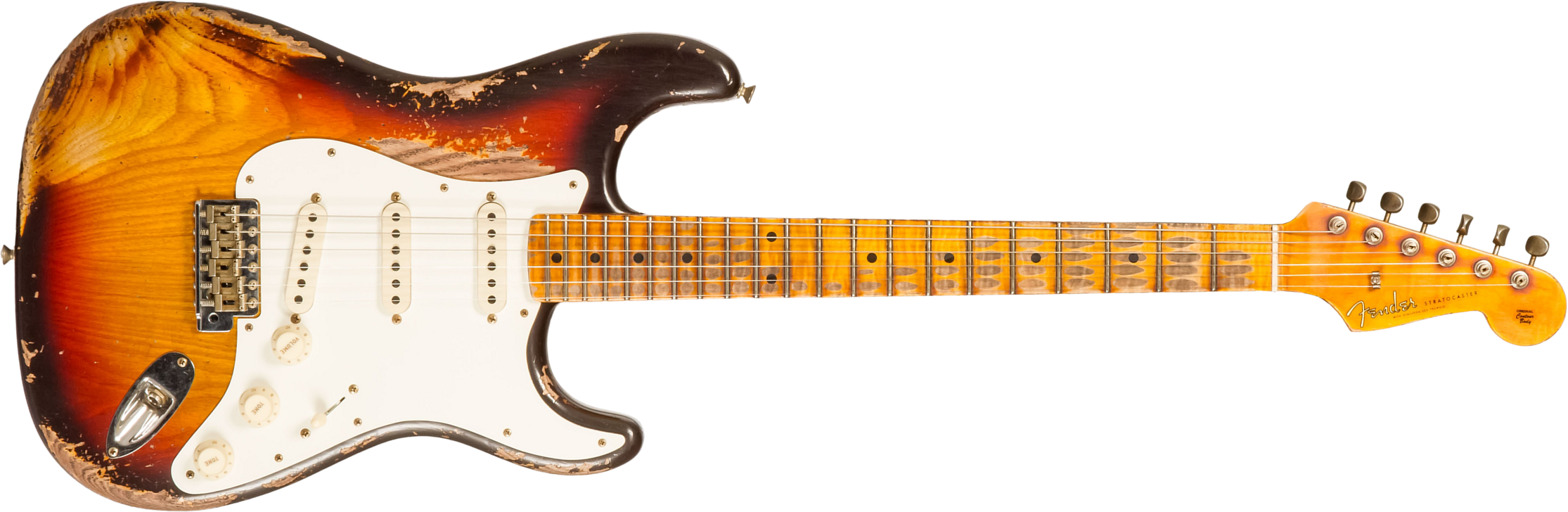 Fender Custom Shop Strat Red Hot 3s Trem Mn #cz580088 - Super Heavy Relic 3-color Sunburst - Elektrische gitaar in Str-vorm - Main picture