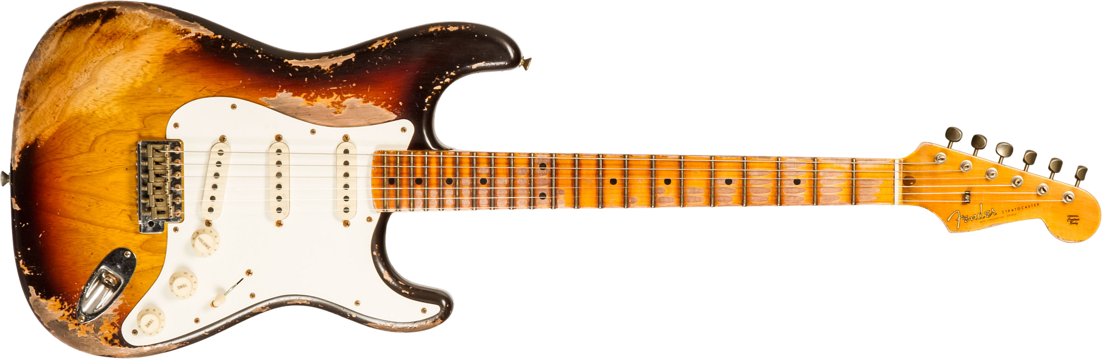 Fender Custom Shop Strat Red Hot 3s Trem Mn #cz580650 - Super Heavy Relic Chocolate 3-color Sunburst - Elektrische gitaar in Str-vorm - Main picture