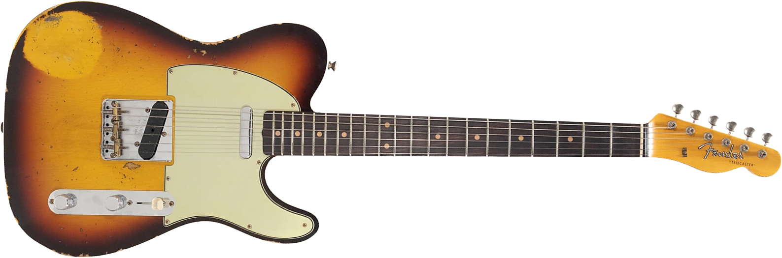 Fender Custom Shop Tele 1960 2s Ht Rw - Heavy Relic Chocolate 3-color Sunburst - Televorm elektrische gitaar - Main picture