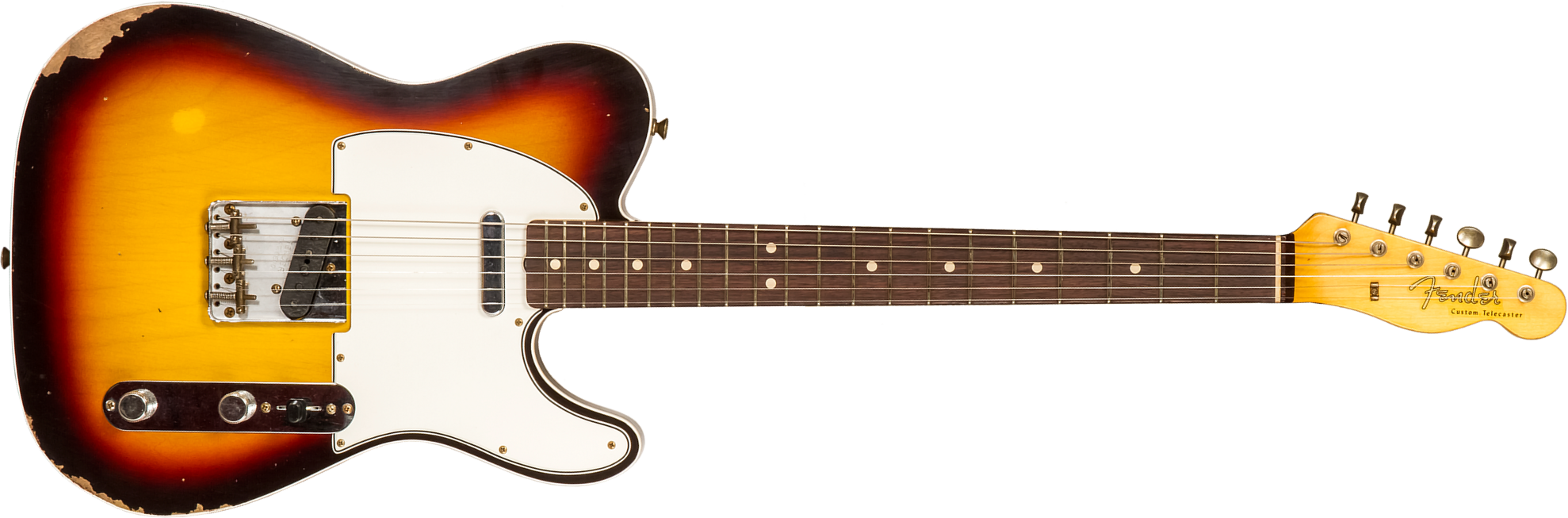 Fender Custom Shop Tele Custom 1960 2s Ht Rw #r136254 - Relic Chocolate 3-color Sunburst - Televorm elektrische gitaar - Main picture