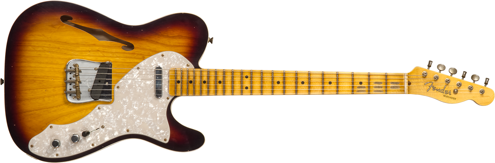 Fender Custom Shop Tele Thinline 50s Mn #cz574212 - Journeyman Relic Aged 2-color Sunburst - Televorm elektrische gitaar - Main picture