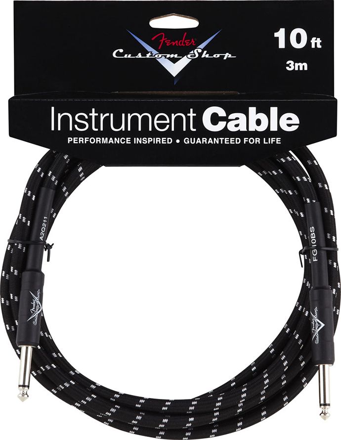 Fender Instrument Cable Custom Shop Performance Jacks Droit 10ft . 3m Black Tweed - Kabel - Main picture