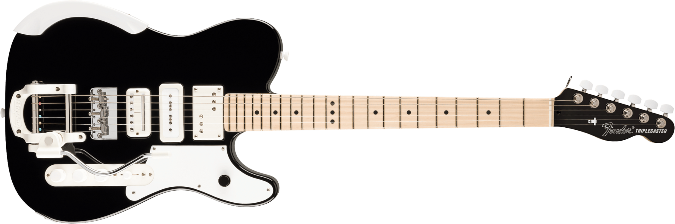 Fender Jack White Tele Triplecaster Usa Signature Hsh Trem Mn - Black - Kenmerkende elektrische gitaar - Main picture