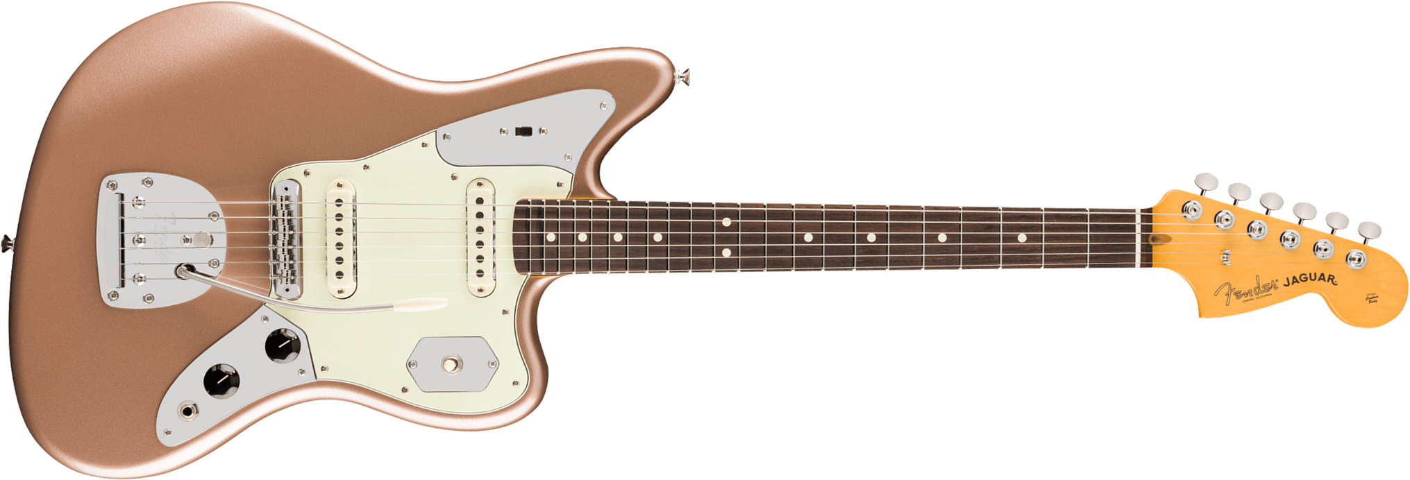 Fender Jaguar Classic American Pro Usa Shsc 2s Trem Rw - Faded Firemist Gold - Retro-rock elektrische gitaar - Main picture