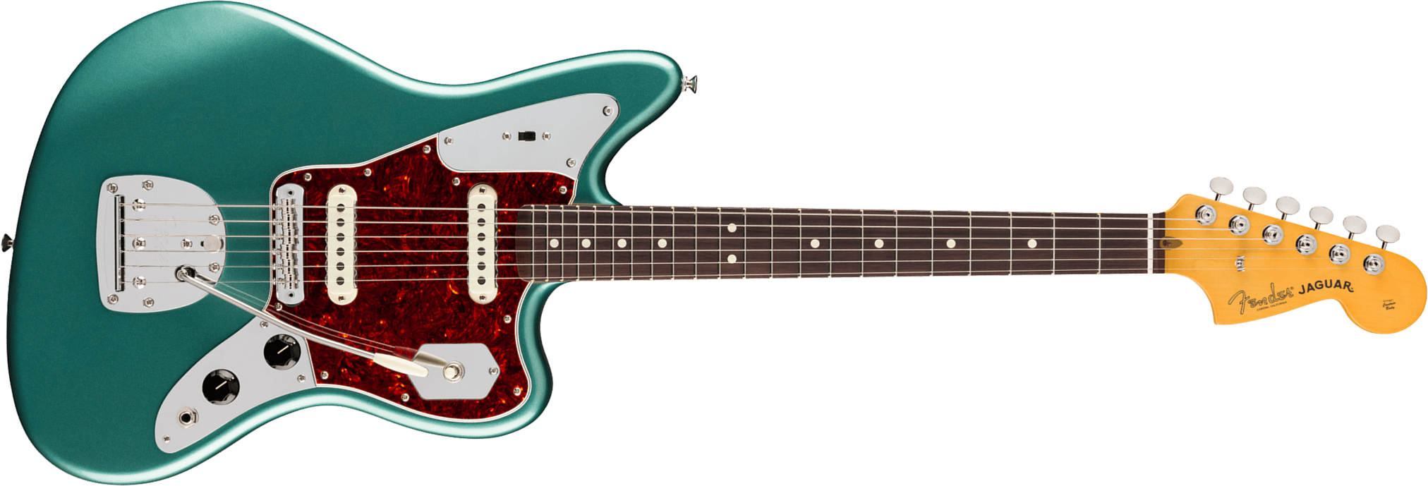 Fender Jaguar Classic American Pro Usa Shsc 2s Trem Rw - Faded Sherwood Green Metallic - Retro-rock elektrische gitaar - Main picture