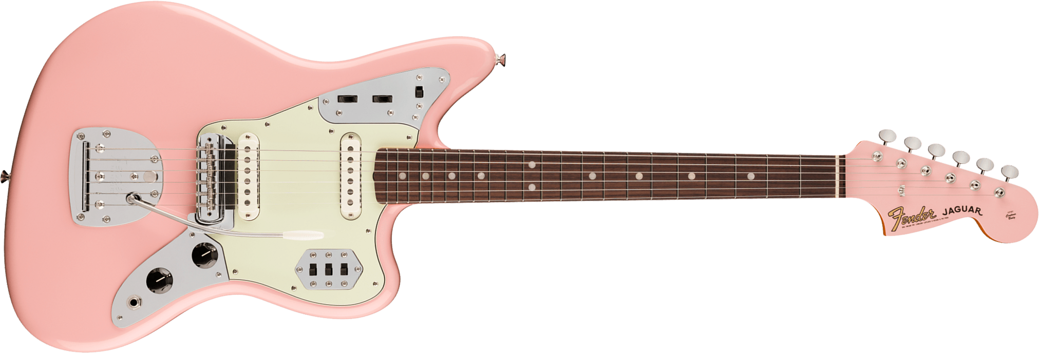 Fender Jaguar Mid 60s Vintera 3 Shsc Mex 2s Trem Rw - Shell Pink - Retro-rock elektrische gitaar - Main picture