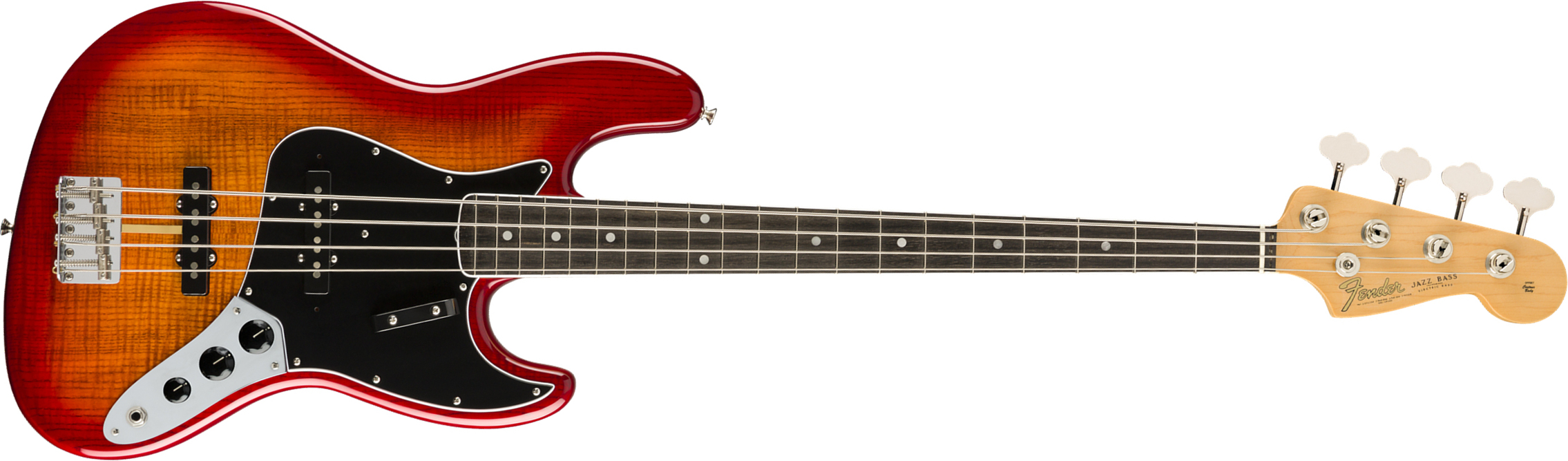 Fender Jazz Bass Flame Ash Top Rarities Usa Eb - Plasma Red Burst - Solid body elektrische bas - Main picture