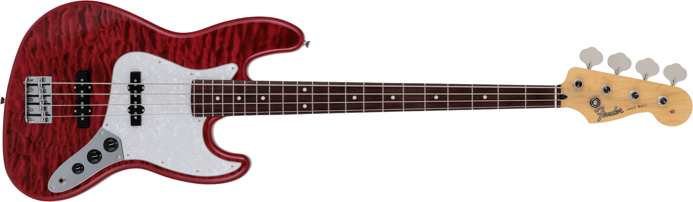 Fender Jazz Bass Hybrid Ii Mij Jap Rw - Quilt Red Beryl - Solid body elektrische bas - Main picture