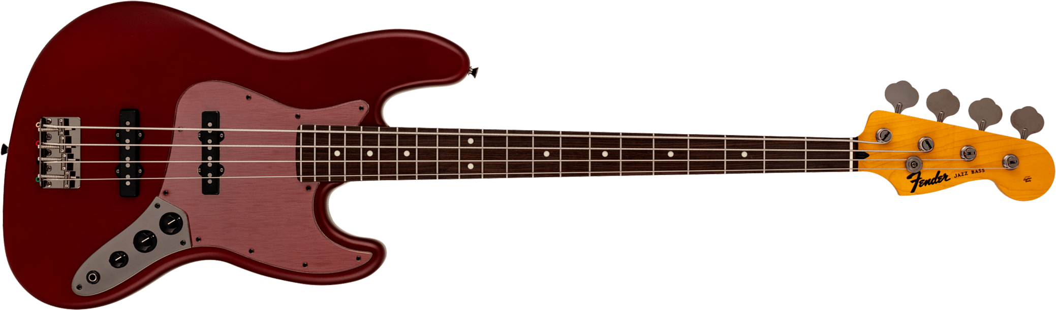 Fender Jazz Bass Hybrid Ii Mij Ltd Jap Rw - Matte Inferno Red - Solid body elektrische bas - Main picture
